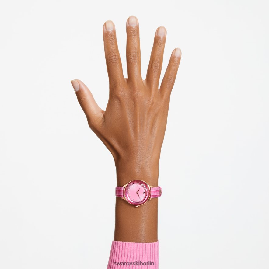 Swarovski Octea Nova Uhr Swiss Made, Lederarmband, rosa, roségoldfarbenes Finish Zubehör HLT4481179