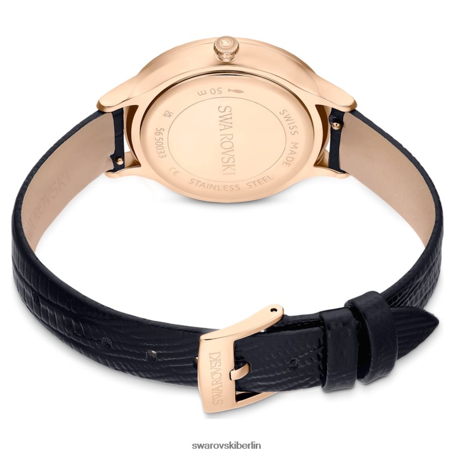 Swarovski Octea Nova Uhr Swiss Made, Lederarmband, schwarz, roségoldfarbenes Finish Zubehör HLT4481181