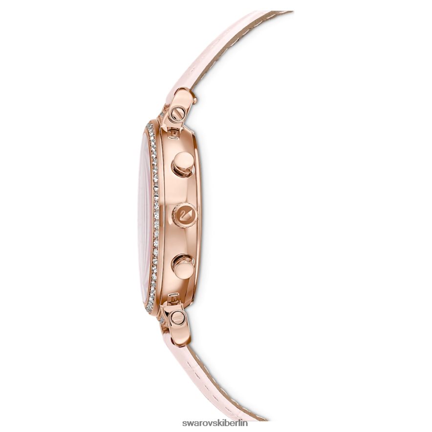 Swarovski Passage-Chronouhr Swiss Made, Lederarmband, rosa, roségoldfarbenes Finish Zubehör HLT4481153