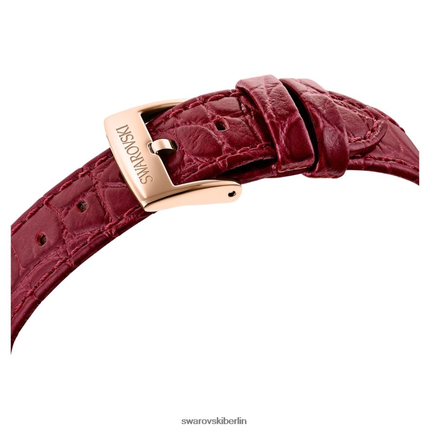 Swarovski Passage Mondphasenuhr Swiss Made, Mond, Lederarmband, rot, roségoldfarbenes Finish Zubehör HLT4481197