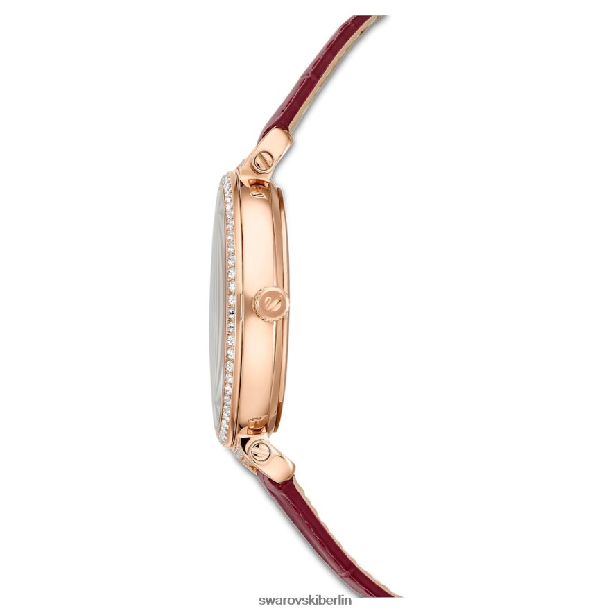 Swarovski Passage Mondphasenuhr Swiss Made, Mond, Lederarmband, rot, roségoldfarbenes Finish Zubehör HLT4481197