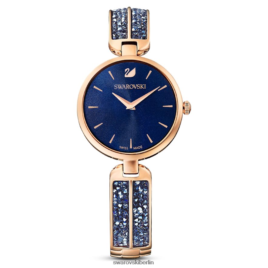 Swarovski Traum-Rock-Uhr Swiss Made, Metallarmband, blaues, roségoldfarbenes Finish Zubehör HLT4481168