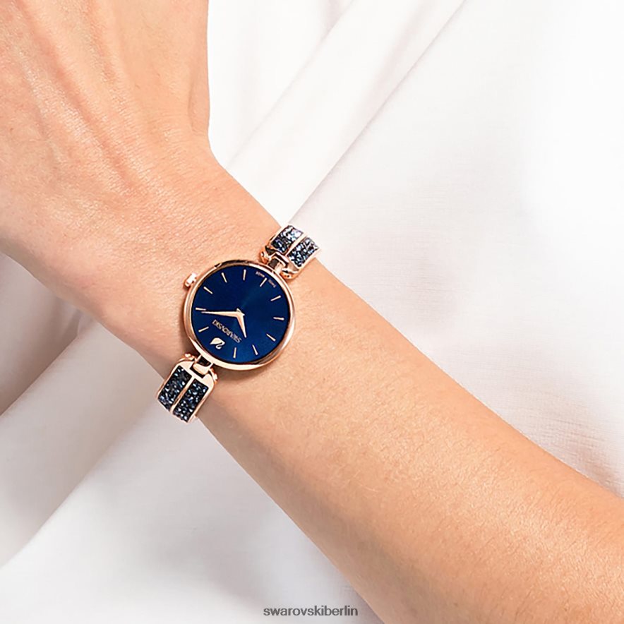 Swarovski Traum-Rock-Uhr Swiss Made, Metallarmband, blaues, roségoldfarbenes Finish Zubehör HLT4481168