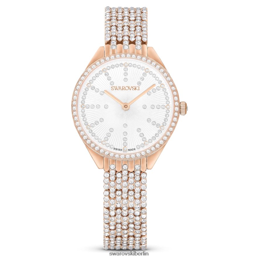 Swarovski Uhr anziehen In der Schweiz gefertigt, vollständig ausgefasst, Metallarmband, roségoldfarben, roségoldfarbenes Finish Zubehör HLT4481161