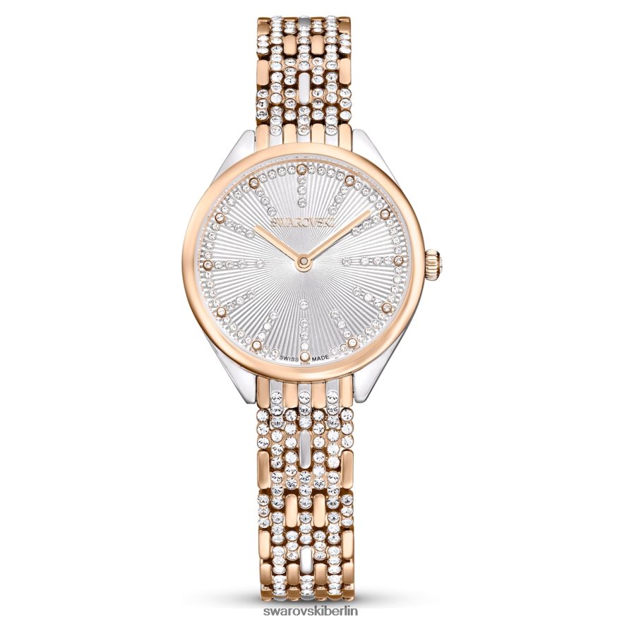 Swarovski Uhr anziehen Swiss Made, Pavé, Metallarmband, Roségoldton, gemischte Metalloberfläche Zubehör HLT4481182