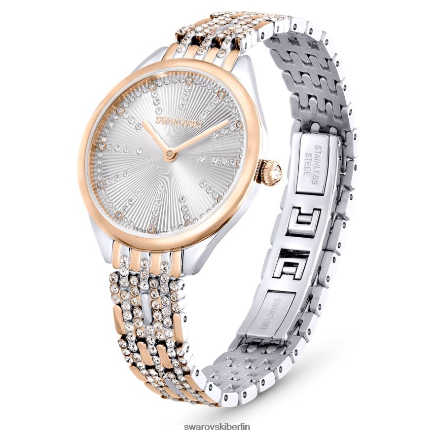 Swarovski Uhr anziehen Swiss Made, Pavé, Metallarmband, Roségoldton, gemischte Metalloberfläche Zubehör HLT4481182