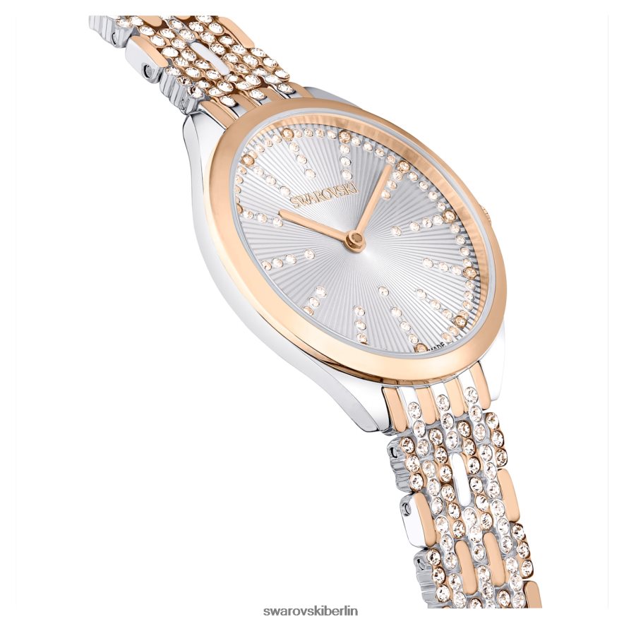 Swarovski Uhr anziehen Swiss Made, Pavé, Metallarmband, Roségoldton, gemischte Metalloberfläche Zubehör HLT4481182