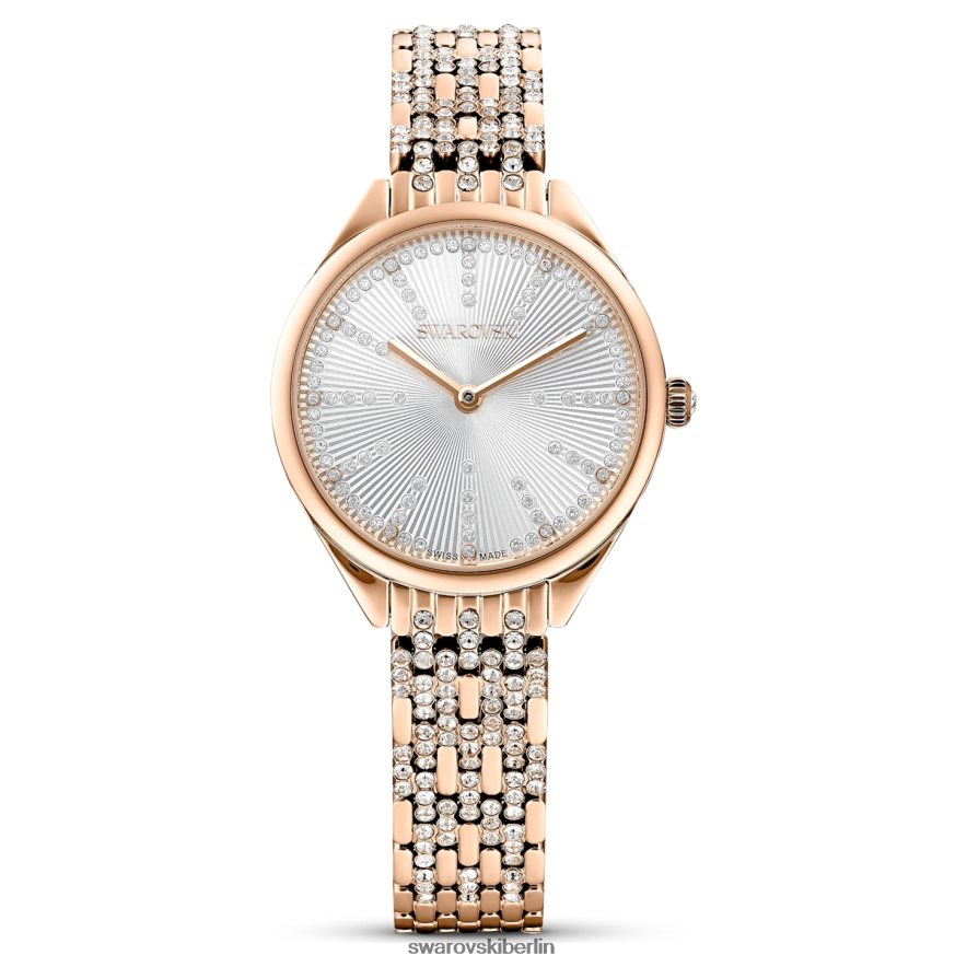 Swarovski Uhr anziehen Swiss Made, Pavé, Metallarmband, Roségoldton, roségoldfarbenes Finish Zubehör HLT4481169