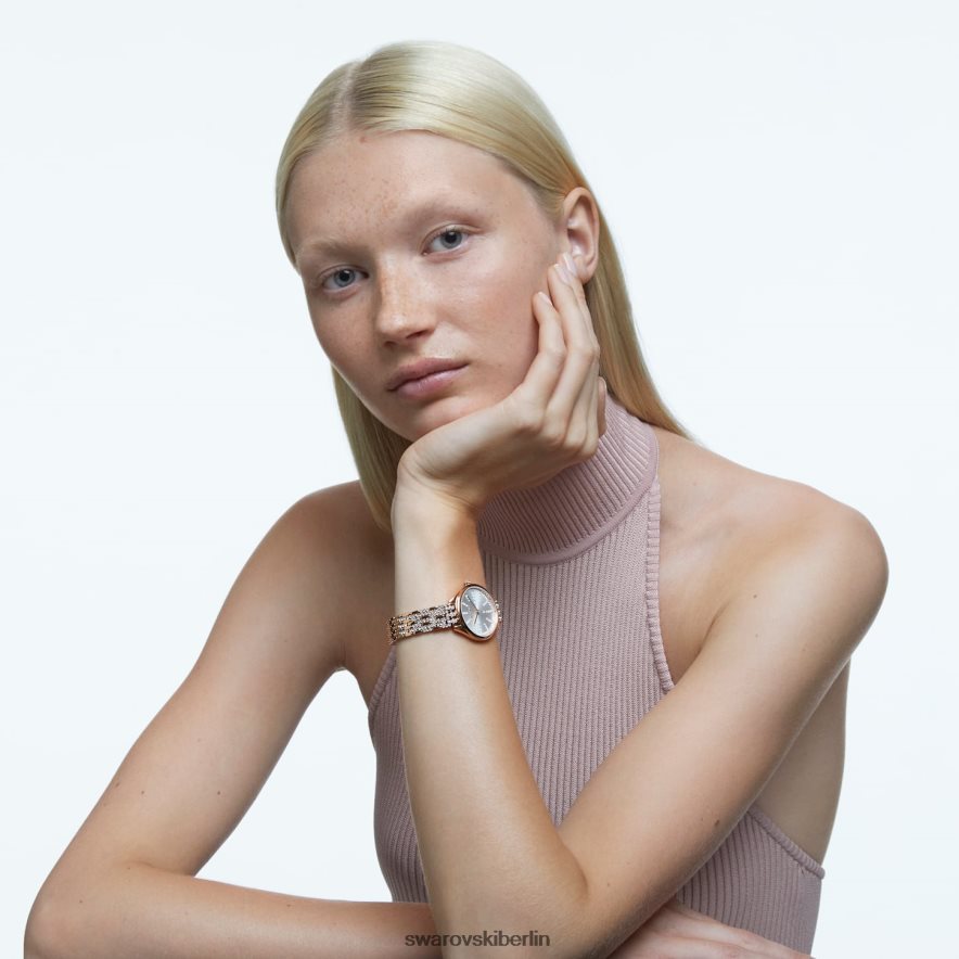 Swarovski Uhr anziehen Swiss Made, Pavé, Metallarmband, Roségoldton, roségoldfarbenes Finish Zubehör HLT4481169