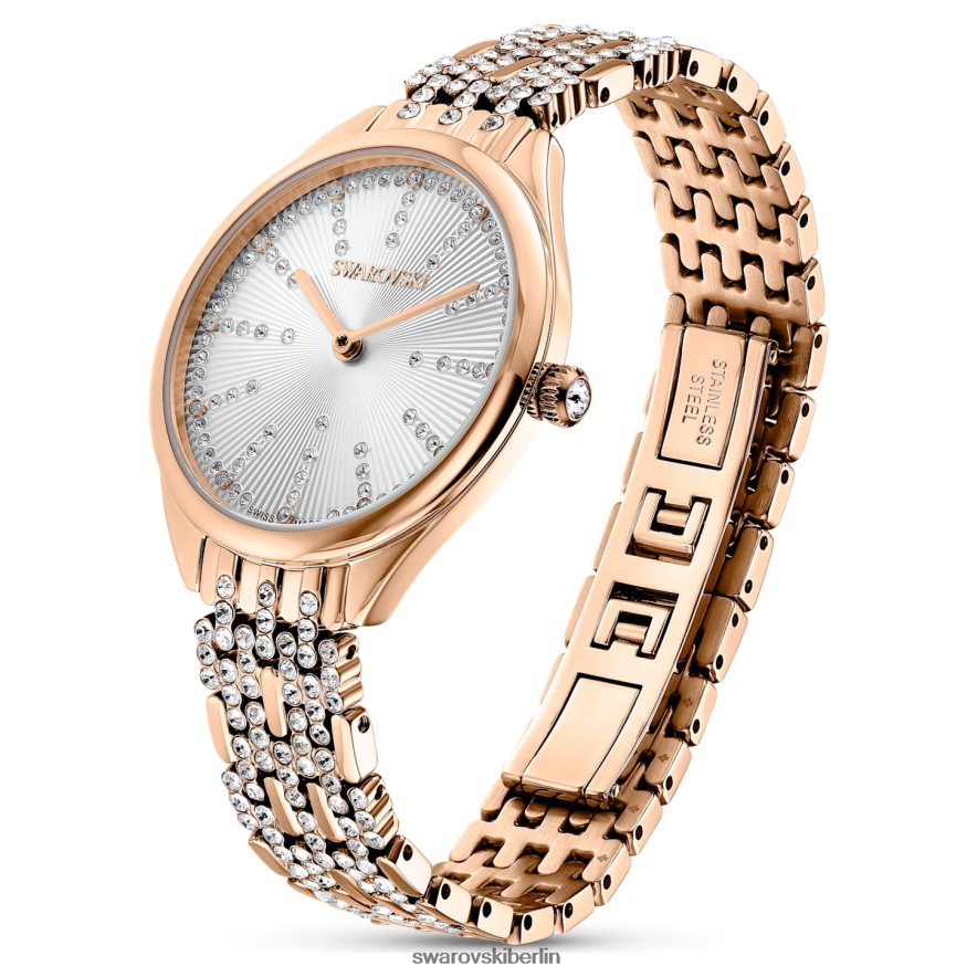 Swarovski Uhr anziehen Swiss Made, Pavé, Metallarmband, Roségoldton, roségoldfarbenes Finish Zubehör HLT4481169