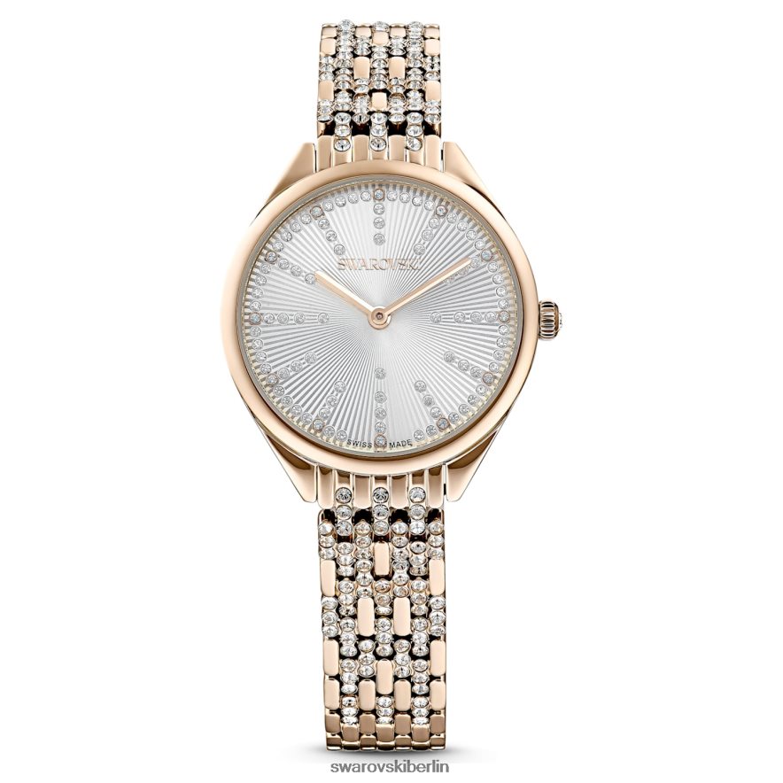 Swarovski Uhr anziehen Swiss Made, Pavé, Metallarmband, goldfarben, champagnergoldfarbenes Finish Zubehör HLT4481135