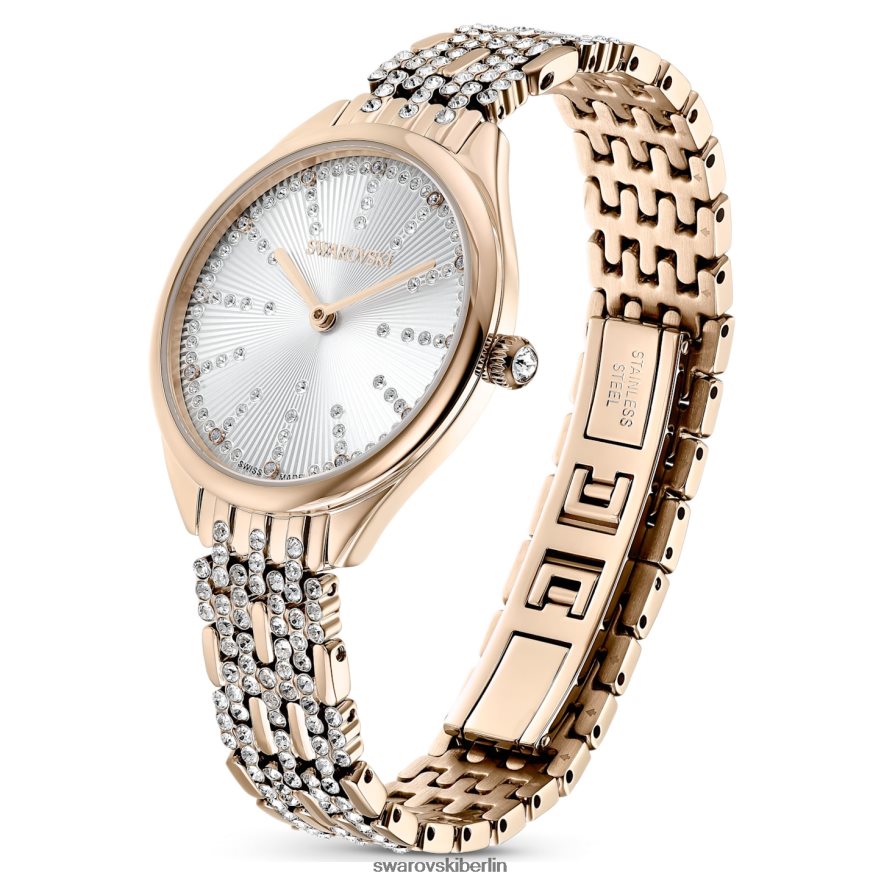 Swarovski Uhr anziehen Swiss Made, Pavé, Metallarmband, goldfarben, champagnergoldfarbenes Finish Zubehör HLT4481135