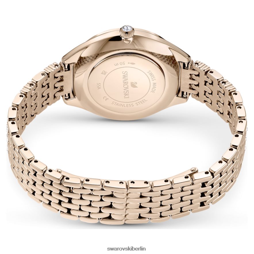 Swarovski Uhr anziehen Swiss Made, Pavé, Metallarmband, goldfarben, champagnergoldfarbenes Finish Zubehör HLT4481135