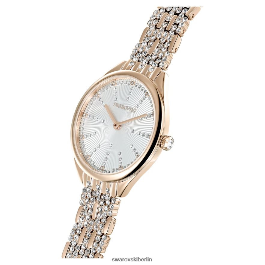 Swarovski Uhr anziehen Swiss Made, Pavé, Metallarmband, goldfarben, champagnergoldfarbenes Finish Zubehör HLT4481135