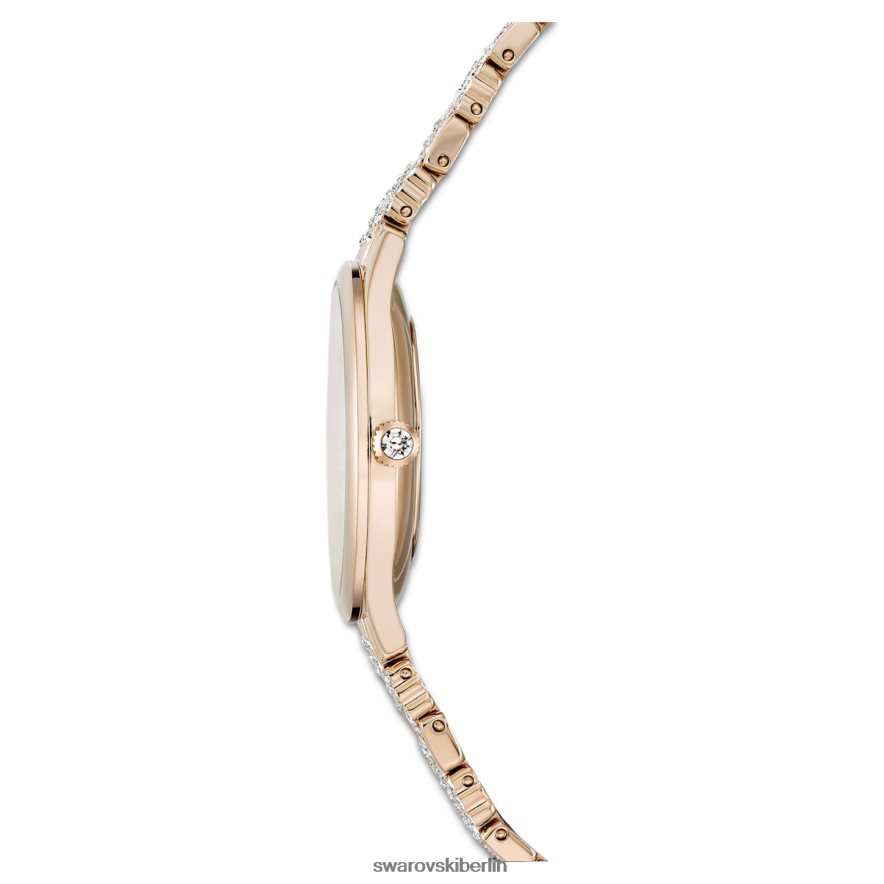 Swarovski Uhr anziehen Swiss Made, Pavé, Metallarmband, goldfarben, champagnergoldfarbenes Finish Zubehör HLT4481135