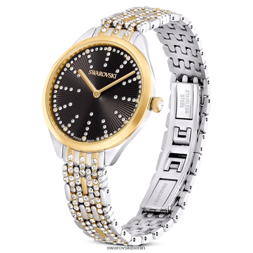 Swarovski Uhr anziehen Swiss Made, Pavé, Metallarmband, schwarz, gemischte Metalloberfläche Zubehör HLT4481137