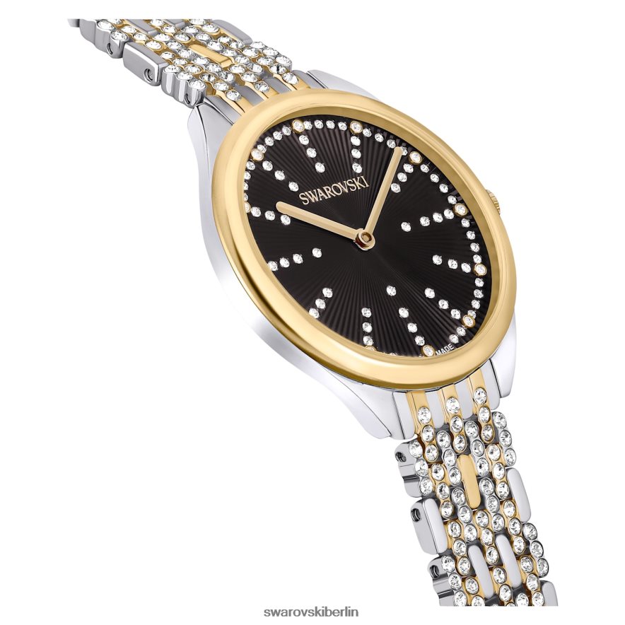 Swarovski Uhr anziehen Swiss Made, Pavé, Metallarmband, schwarz, gemischte Metalloberfläche Zubehör HLT4481137
