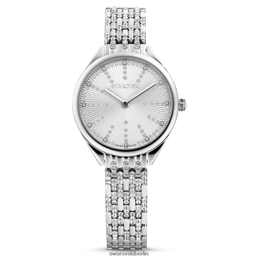 Swarovski Uhr anziehen Swiss Made, Pavé, Metallarmband, silberfarben, Edelstahl Zubehör HLT4481224
