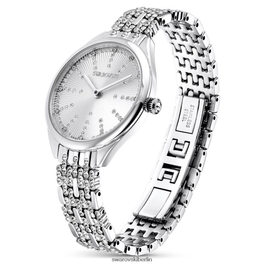 Swarovski Uhr anziehen Swiss Made, Pavé, Metallarmband, silberfarben, Edelstahl Zubehör HLT4481224