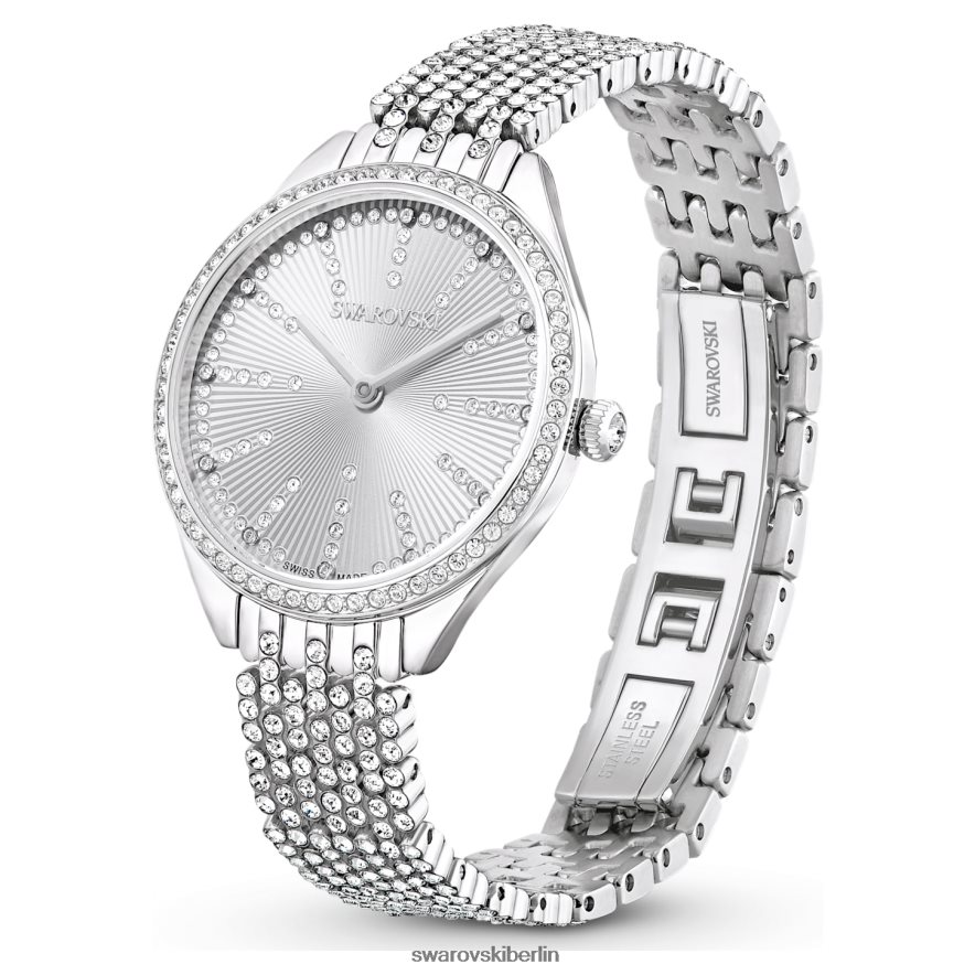 Swarovski Uhr anziehen Swiss Made, Vollpavé, Metallarmband, silberfarben, Edelstahl Zubehör HLT4481223