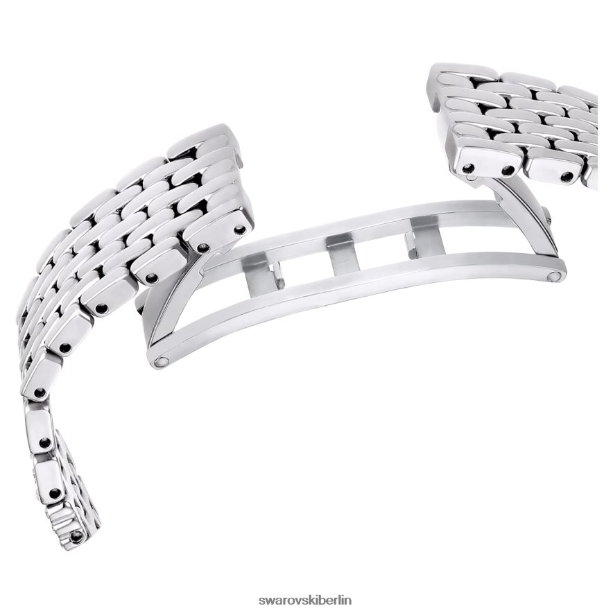Swarovski Uhr anziehen Swiss Made, Vollpavé, Metallarmband, silberfarben, Edelstahl Zubehör HLT4481223