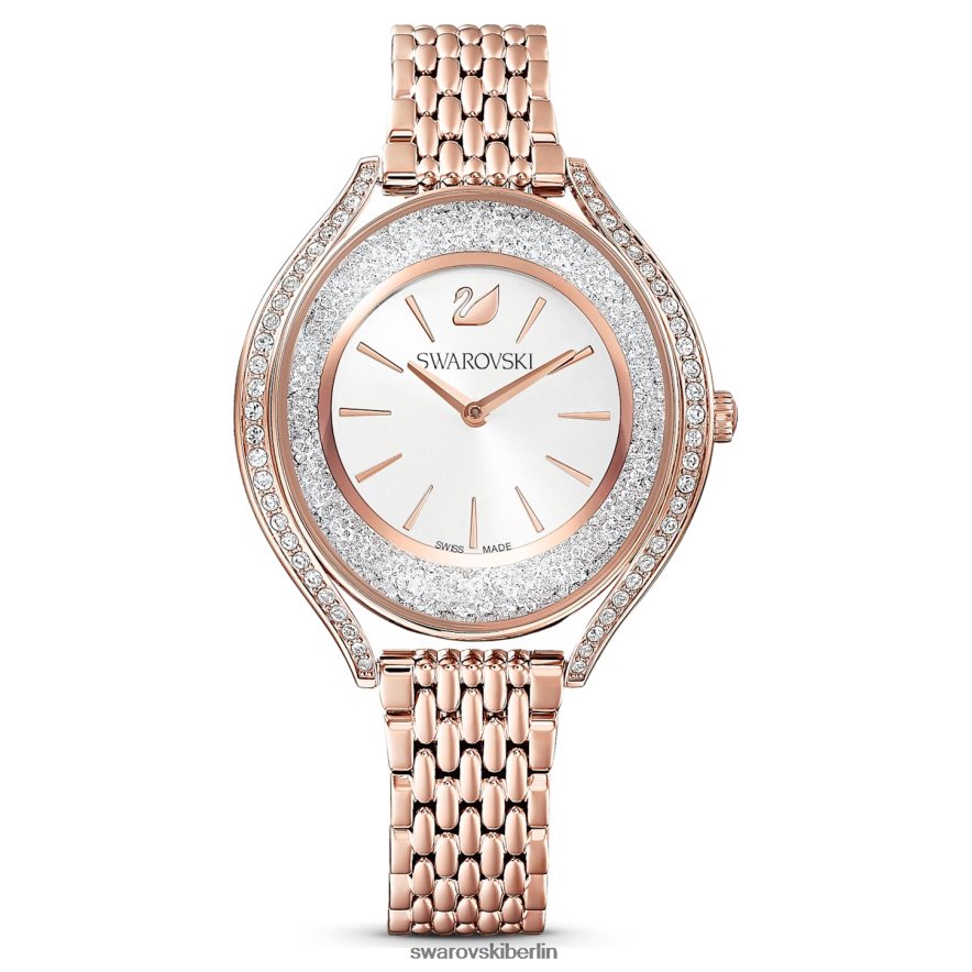 Swarovski Uhr mit kristalliner Aura In der Schweiz hergestellt, Metallarmband, roségoldfarben, roségoldfarbenes Finish Zubehör HLT4481172