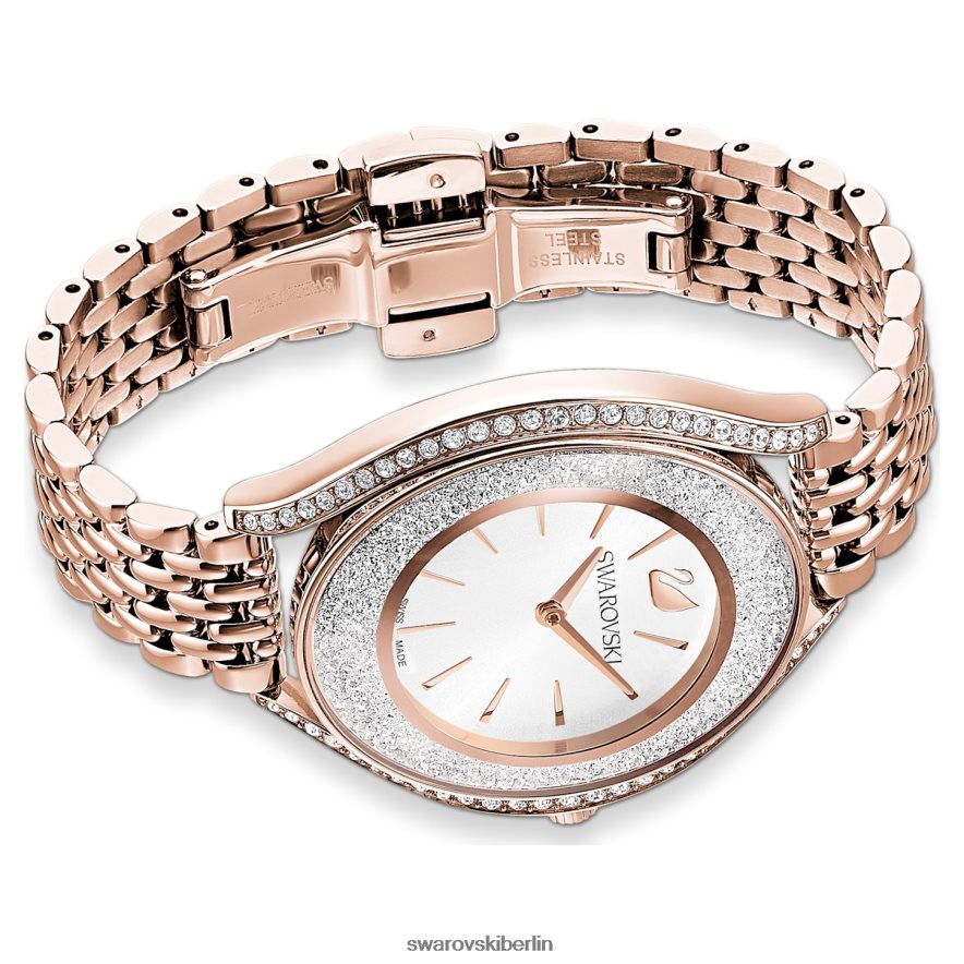 Swarovski Uhr mit kristalliner Aura In der Schweiz hergestellt, Metallarmband, roségoldfarben, roségoldfarbenes Finish Zubehör HLT4481172