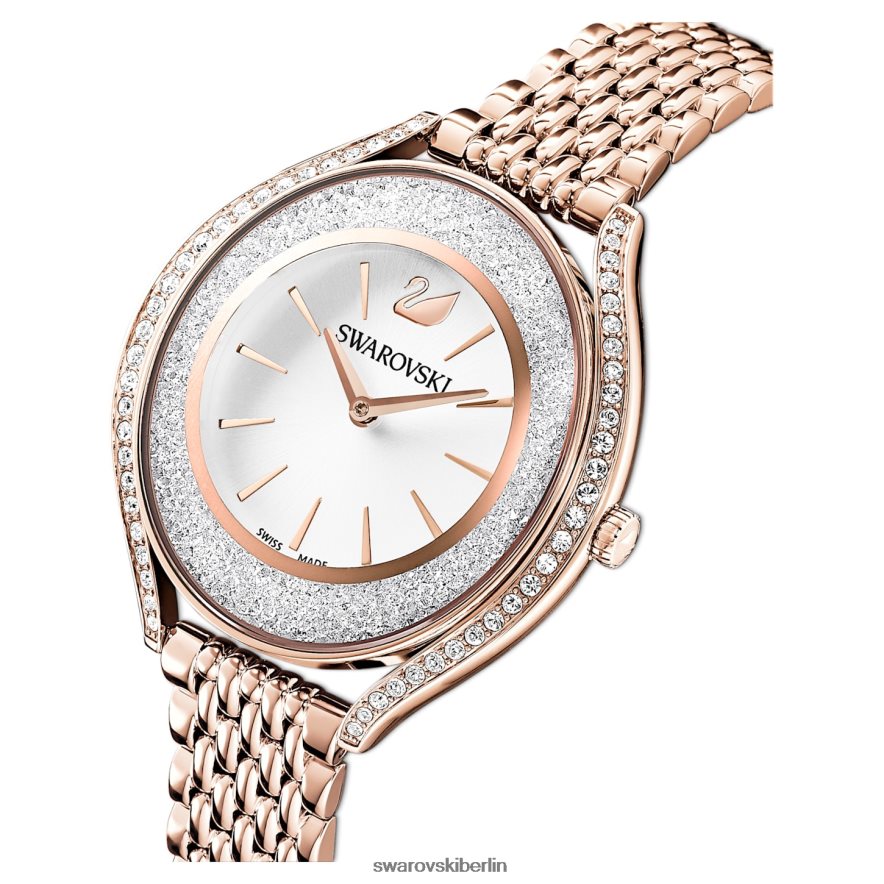 Swarovski Uhr mit kristalliner Aura In der Schweiz hergestellt, Metallarmband, roségoldfarben, roségoldfarbenes Finish Zubehör HLT4481172