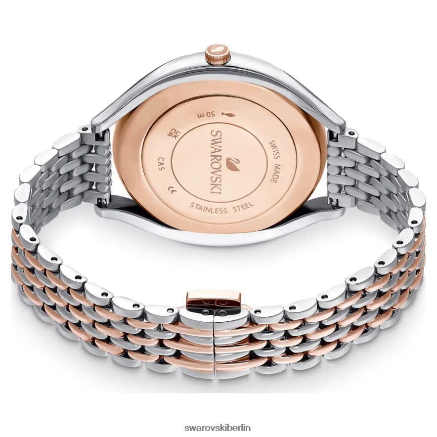Swarovski Uhr mit kristalliner Aura Swiss Made, Metallarmband, Roségoldton, gemischte Metalloberfläche Zubehör HLT4481167