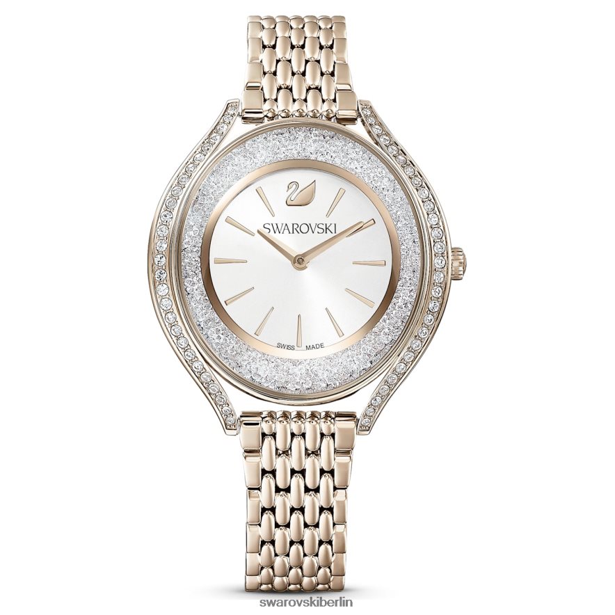 Swarovski Uhr mit kristalliner Aura Swiss Made, Metallarmband, goldfarben, champagnergoldfarbenes Finish Zubehör HLT4481138