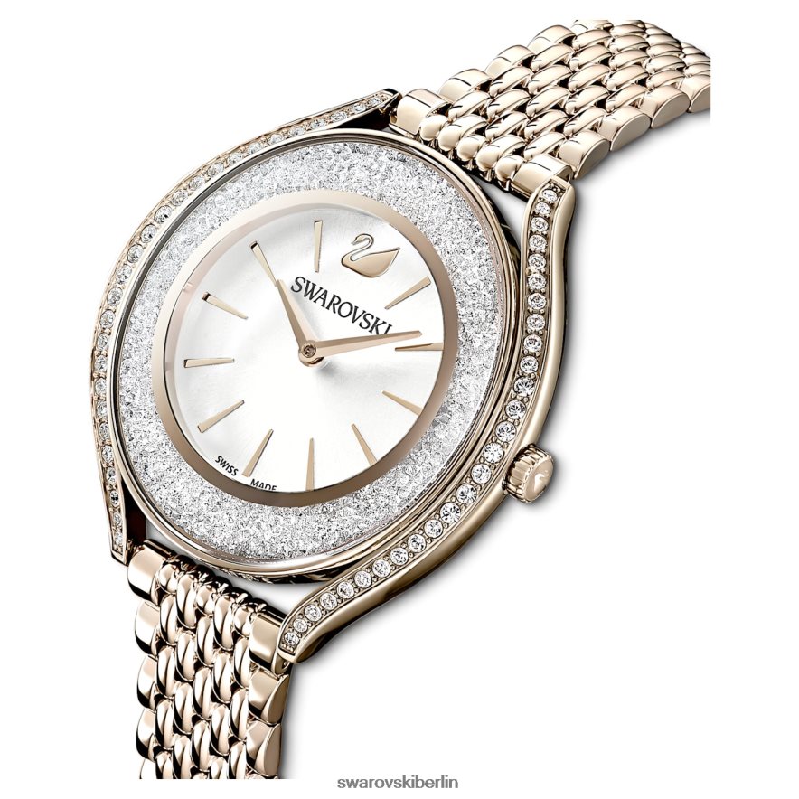 Swarovski Uhr mit kristalliner Aura Swiss Made, Metallarmband, goldfarben, champagnergoldfarbenes Finish Zubehör HLT4481138