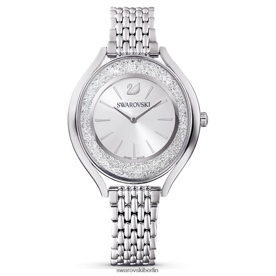 Swarovski Uhr mit kristalliner Aura Swiss Made, Metallarmband, silberfarben, Edelstahl Zubehör HLT4481235