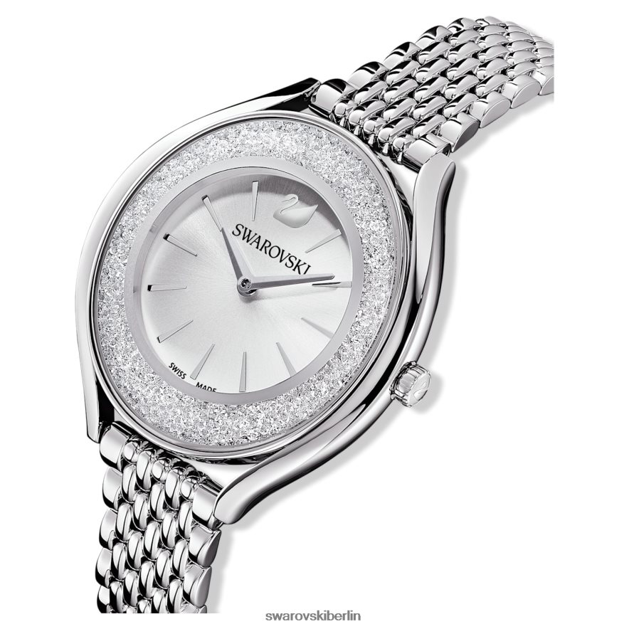 Swarovski Uhr mit kristalliner Aura Swiss Made, Metallarmband, silberfarben, Edelstahl Zubehör HLT4481235