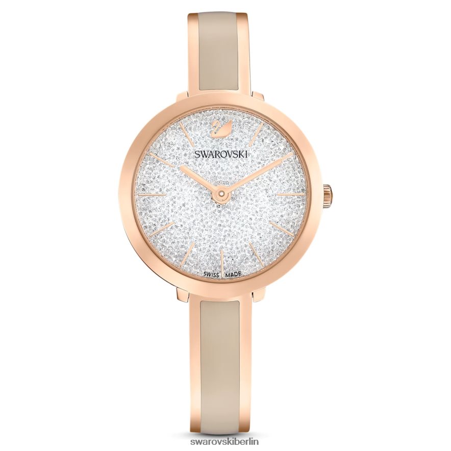 Swarovski Uhr mit kristalliner Freude Swiss Made, Metallarmband, grau, roségoldfarbenes Finish Zubehör HLT4481174
