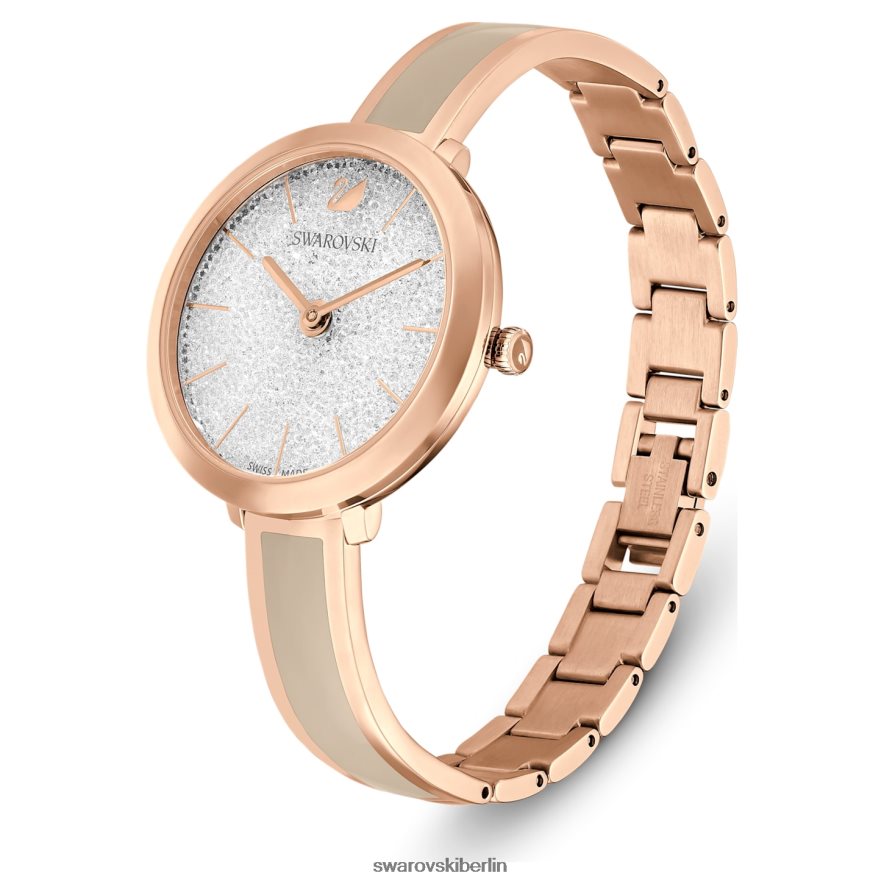 Swarovski Uhr mit kristalliner Freude Swiss Made, Metallarmband, grau, roségoldfarbenes Finish Zubehör HLT4481174