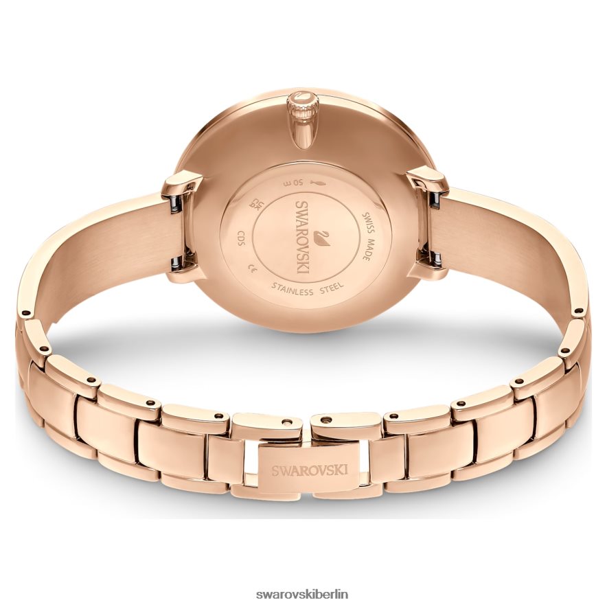 Swarovski Uhr mit kristalliner Freude Swiss Made, Metallarmband, grau, roségoldfarbenes Finish Zubehör HLT4481174
