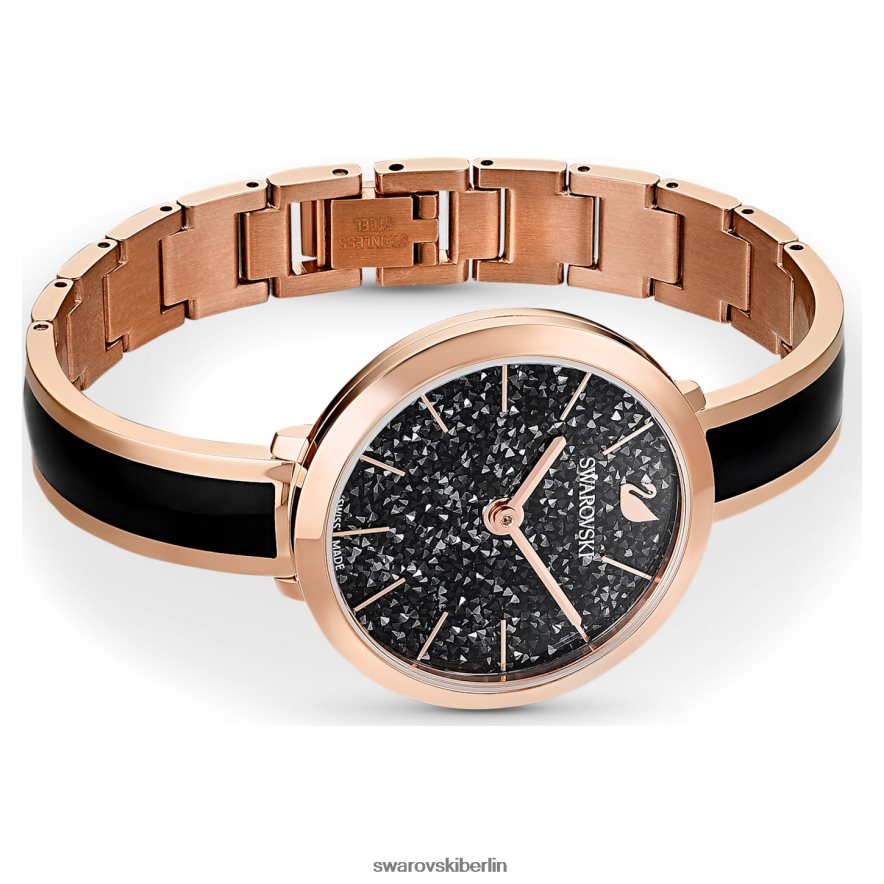 Swarovski Uhr mit kristalliner Freude Swiss Made, Metallarmband, schwarz, roségoldfarbenes Finish Zubehör HLT4481166