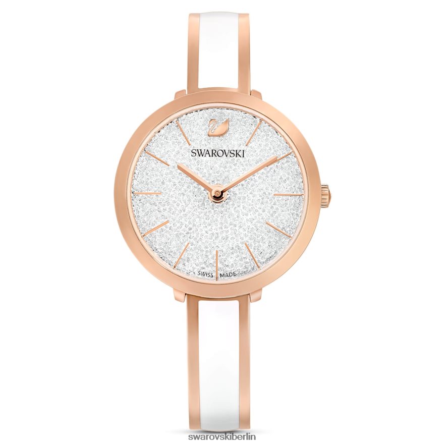 Swarovski Uhr mit kristalliner Freude Swiss Made, Metallarmband, weiß, roségoldfarbenes Finish Zubehör HLT4481188