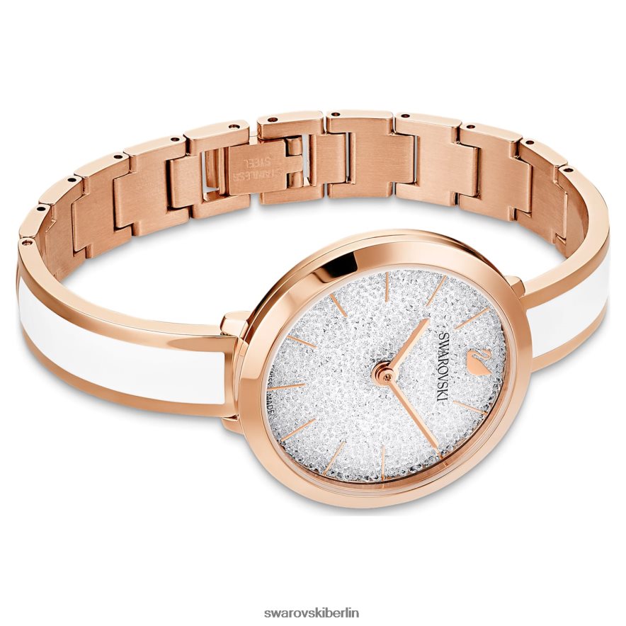 Swarovski Uhr mit kristalliner Freude Swiss Made, Metallarmband, weiß, roségoldfarbenes Finish Zubehör HLT4481188