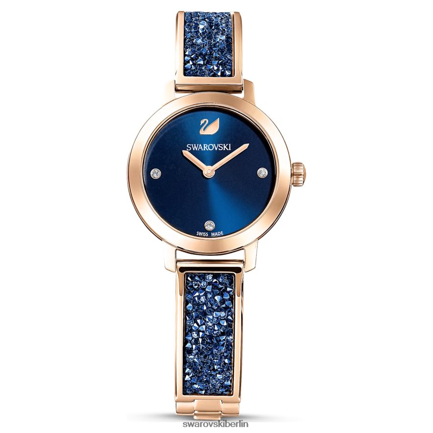 Swarovski kosmische Rockuhr Swiss Made, Metallarmband, blaues, roségoldfarbenes Finish Zubehör HLT4481154