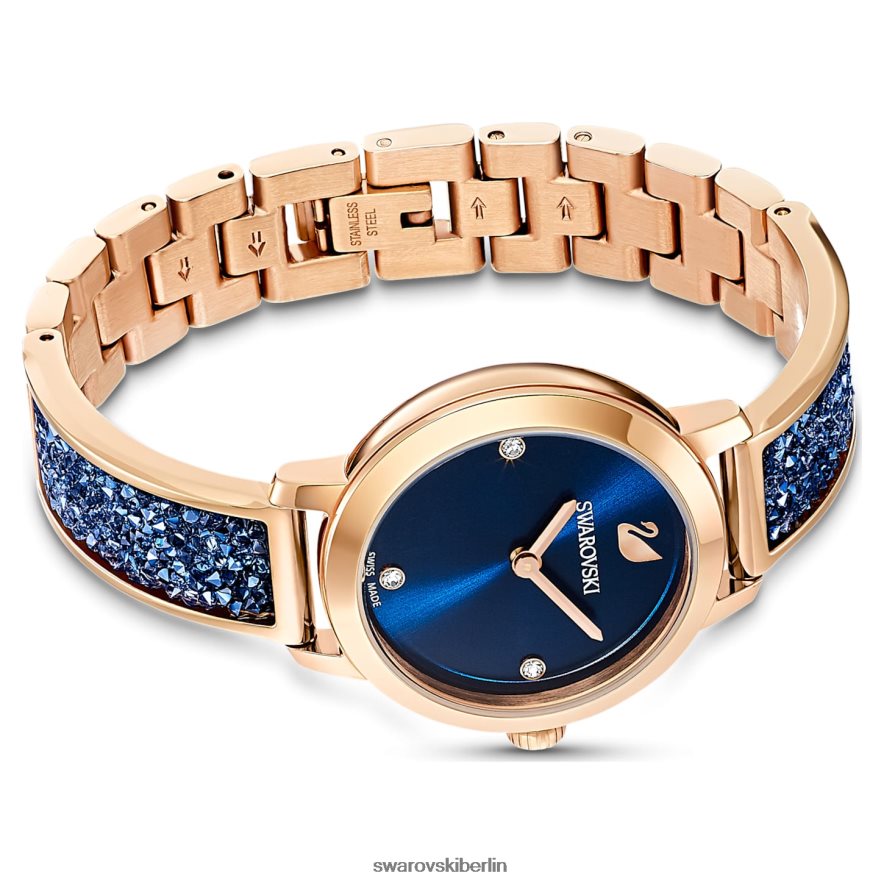 Swarovski kosmische Rockuhr Swiss Made, Metallarmband, blaues, roségoldfarbenes Finish Zubehör HLT4481154