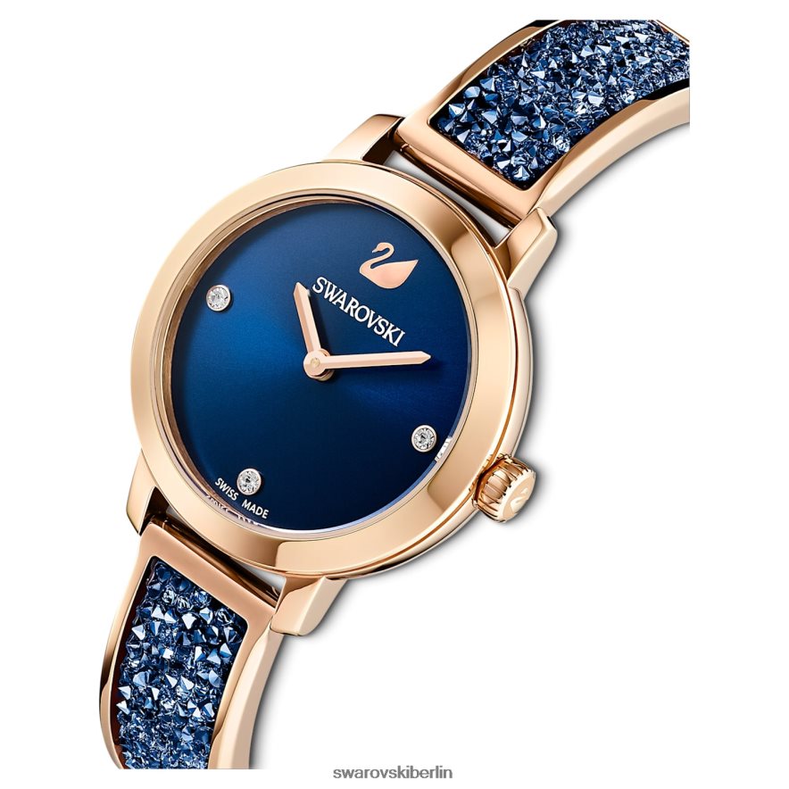 Swarovski kosmische Rockuhr Swiss Made, Metallarmband, blaues, roségoldfarbenes Finish Zubehör HLT4481154