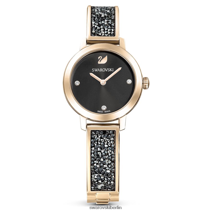 Swarovski kosmische Rockuhr Swiss Made, Metallarmband, grau, champagnergoldfarbenes Finish Zubehör HLT4481139