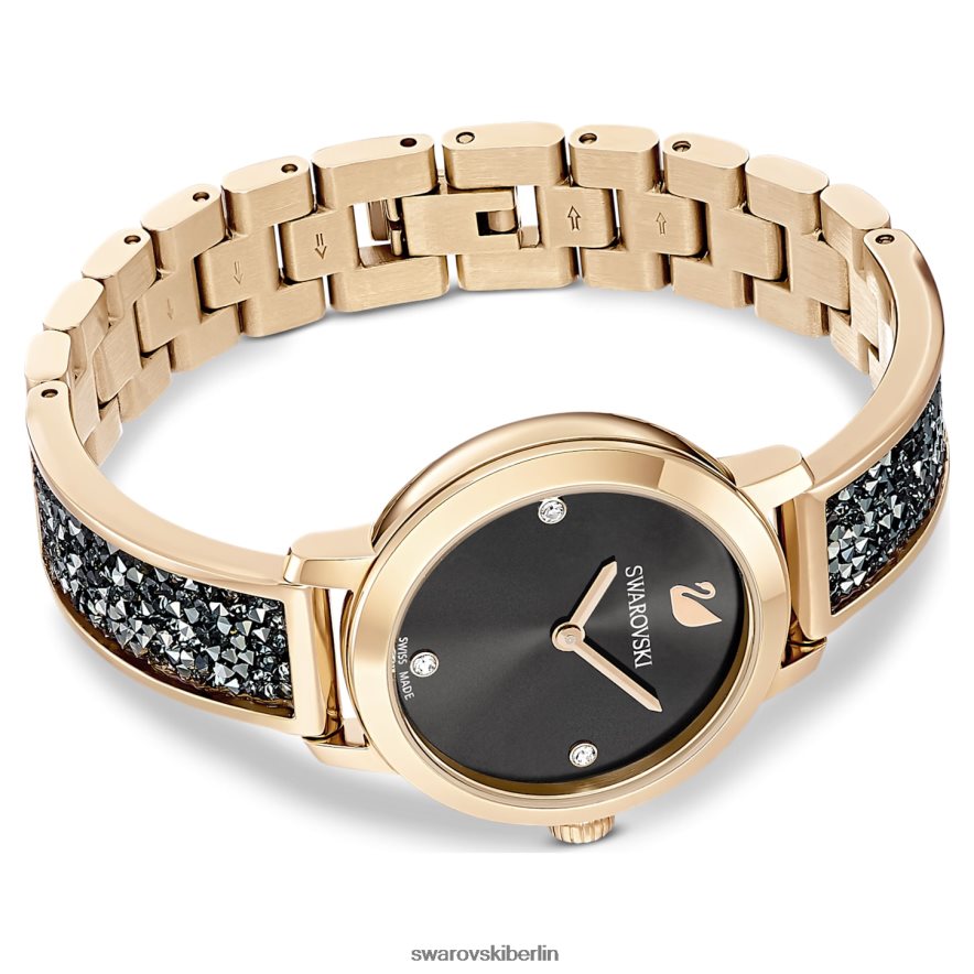 Swarovski kosmische Rockuhr Swiss Made, Metallarmband, grau, champagnergoldfarbenes Finish Zubehör HLT4481139