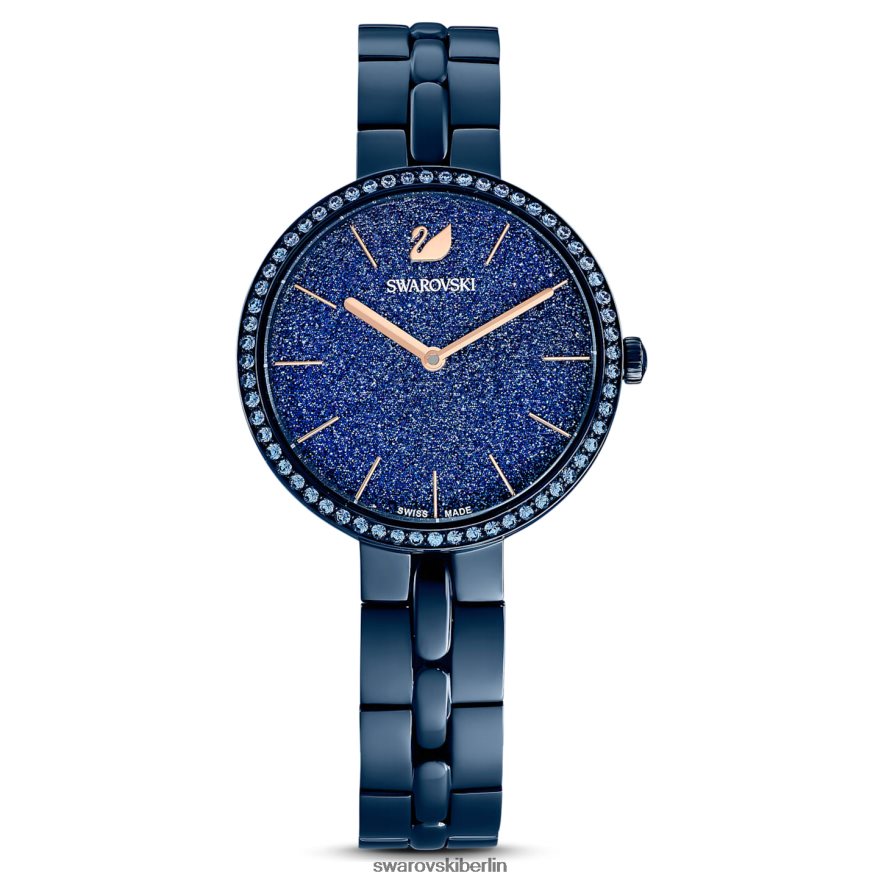 Swarovski kosmopolitische Uhr Swiss Made, Metallarmband, blau, blaues Finish Zubehör HLT4481237