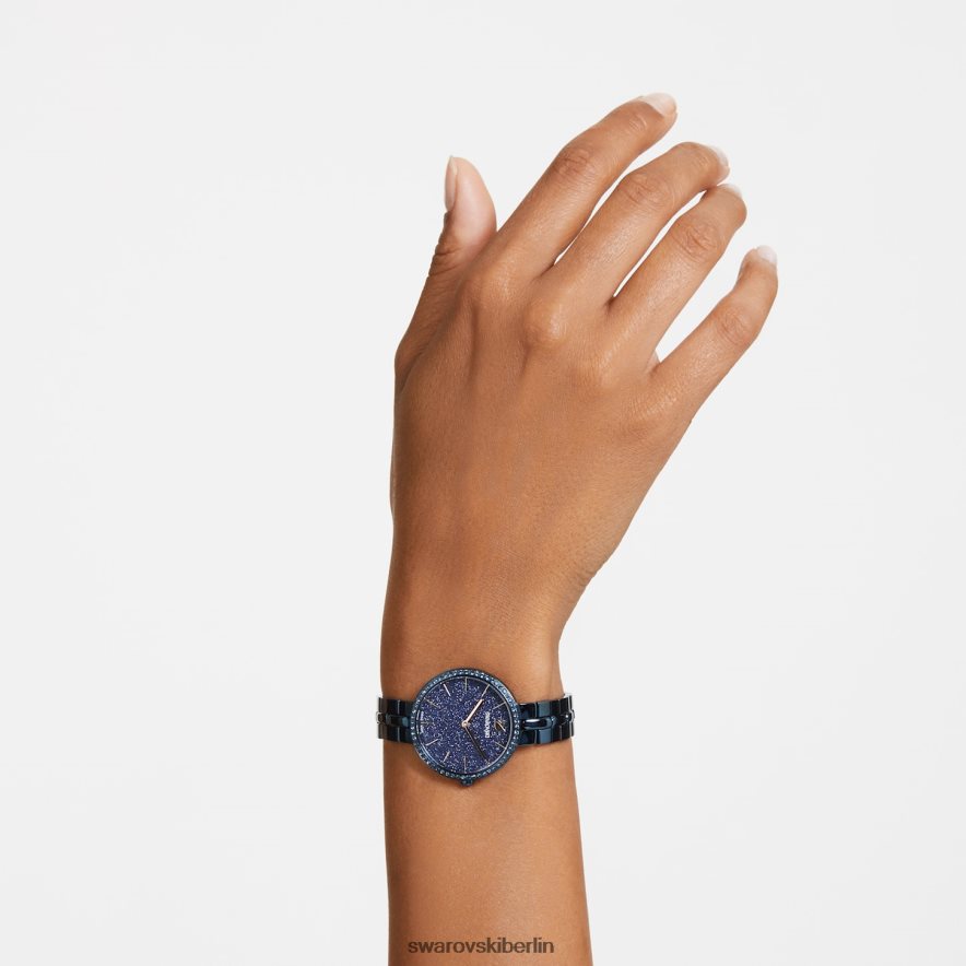 Swarovski kosmopolitische Uhr Swiss Made, Metallarmband, blau, blaues Finish Zubehör HLT4481237