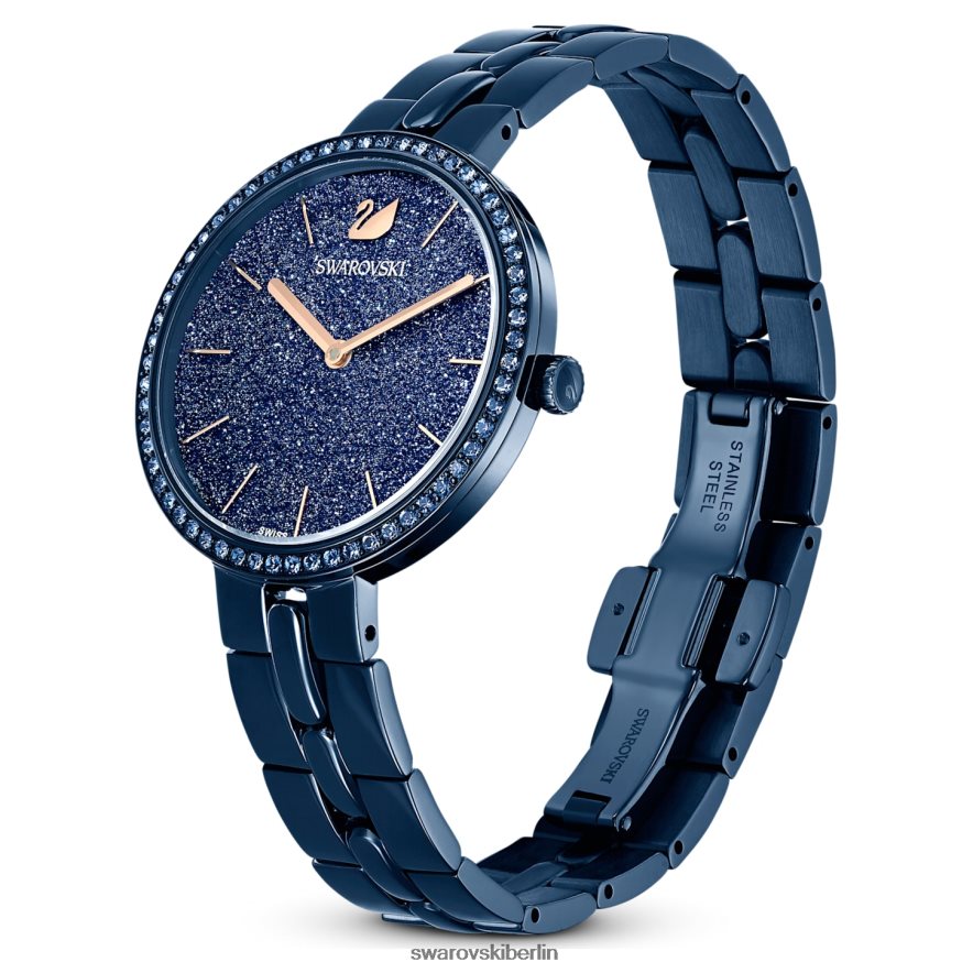 Swarovski kosmopolitische Uhr Swiss Made, Metallarmband, blau, blaues Finish Zubehör HLT4481237