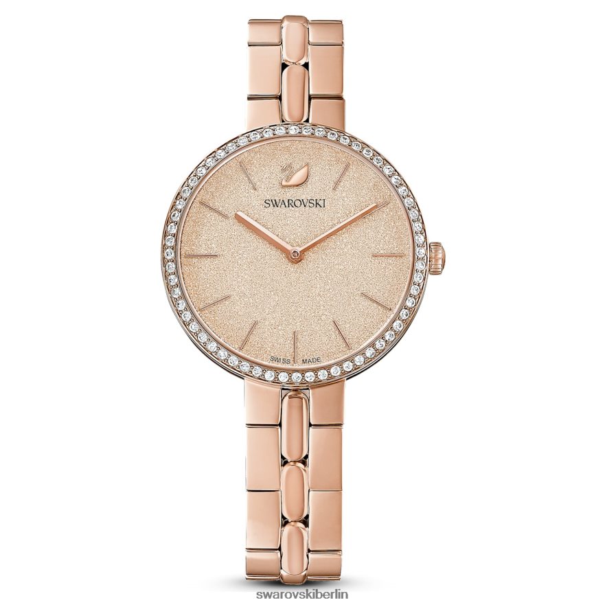 Swarovski kosmopolitische Uhr Swiss Made, Metallarmband, rosa, roségoldfarbenes Finish Zubehör HLT4481178