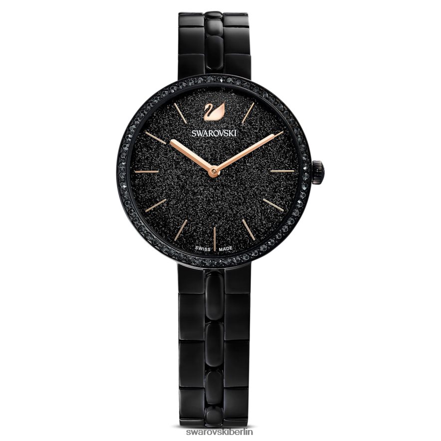 Swarovski kosmopolitische Uhr Swiss Made, Metallarmband, schwarz, schwarzes Finish Zubehör HLT4481234