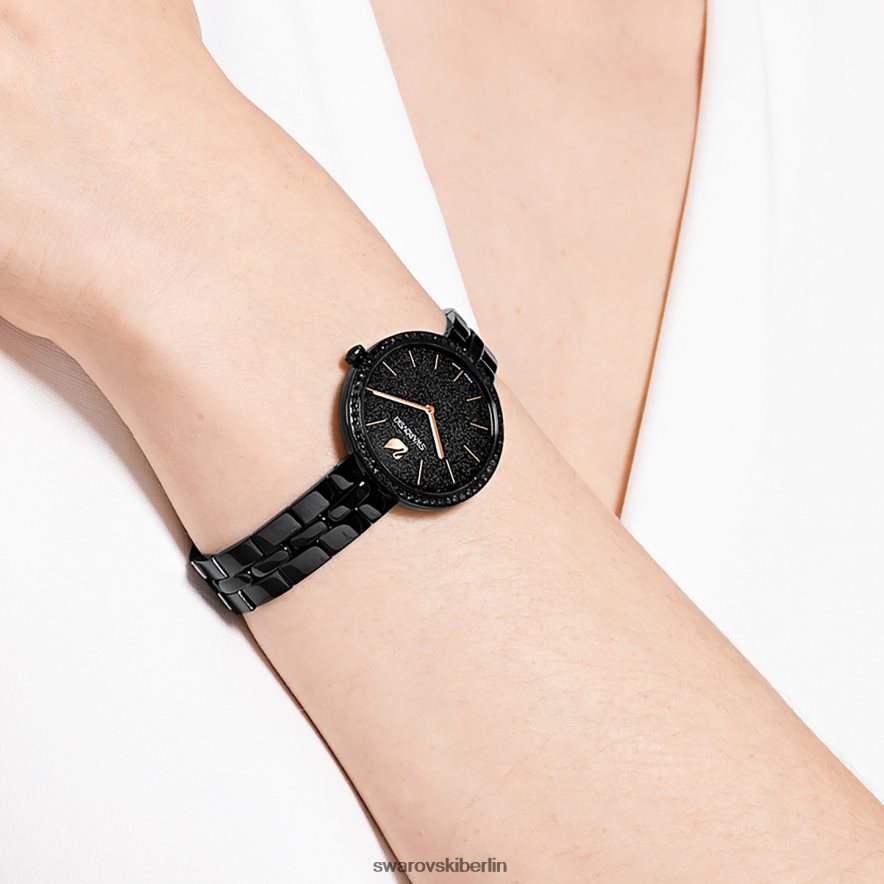 Swarovski kosmopolitische Uhr Swiss Made, Metallarmband, schwarz, schwarzes Finish Zubehör HLT4481234